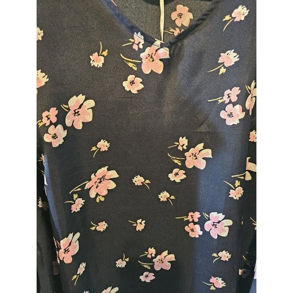 Tamsy Black Crepe Cold Shoulder Long Sleeve Sz XL Loose Fit Top New With Tag - Picture 2 of 7